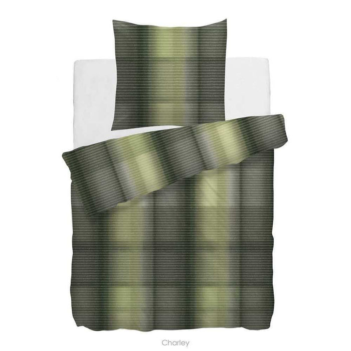 HnL Satin Bettwäsche Grün Kasten Refined Charley 135x200 cm