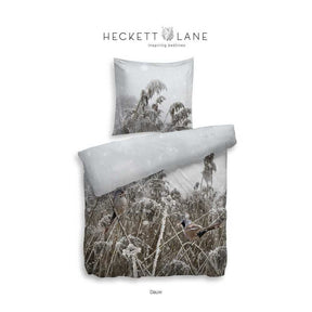 HnL Satin Wende Bettwäsche Winterlandschaft Dauw Weiss 135x200 cm + 80x80 cm