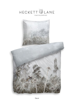 HnL Satin Wende Bettwäsche Winterlandschaft Dauw Weiss 135x200 cm + 80x80 cm