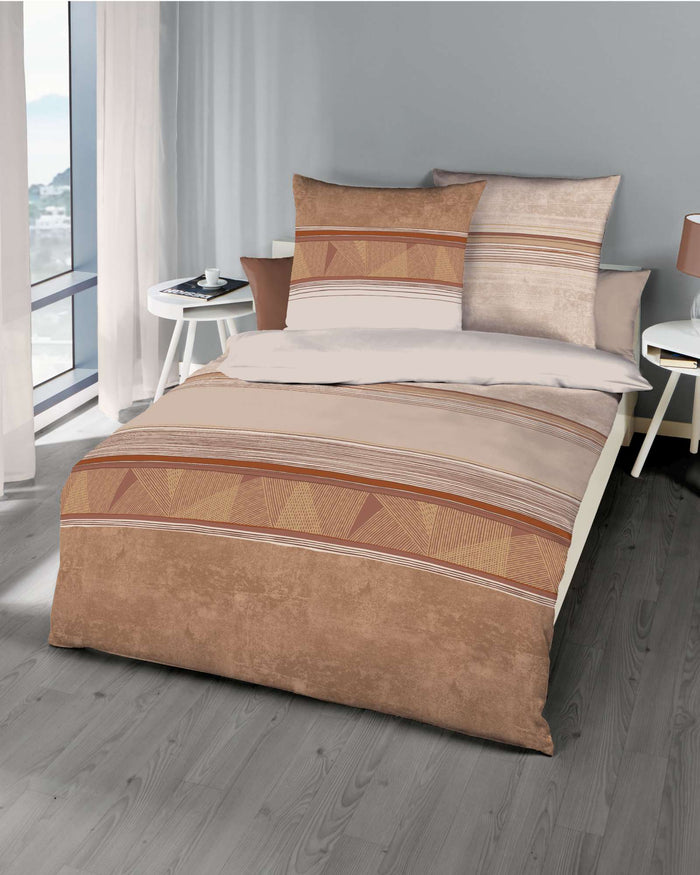 Kaeppel Biber Bettwäsche Radiance Streifen Braun 135x200 cm + 80x80 cm