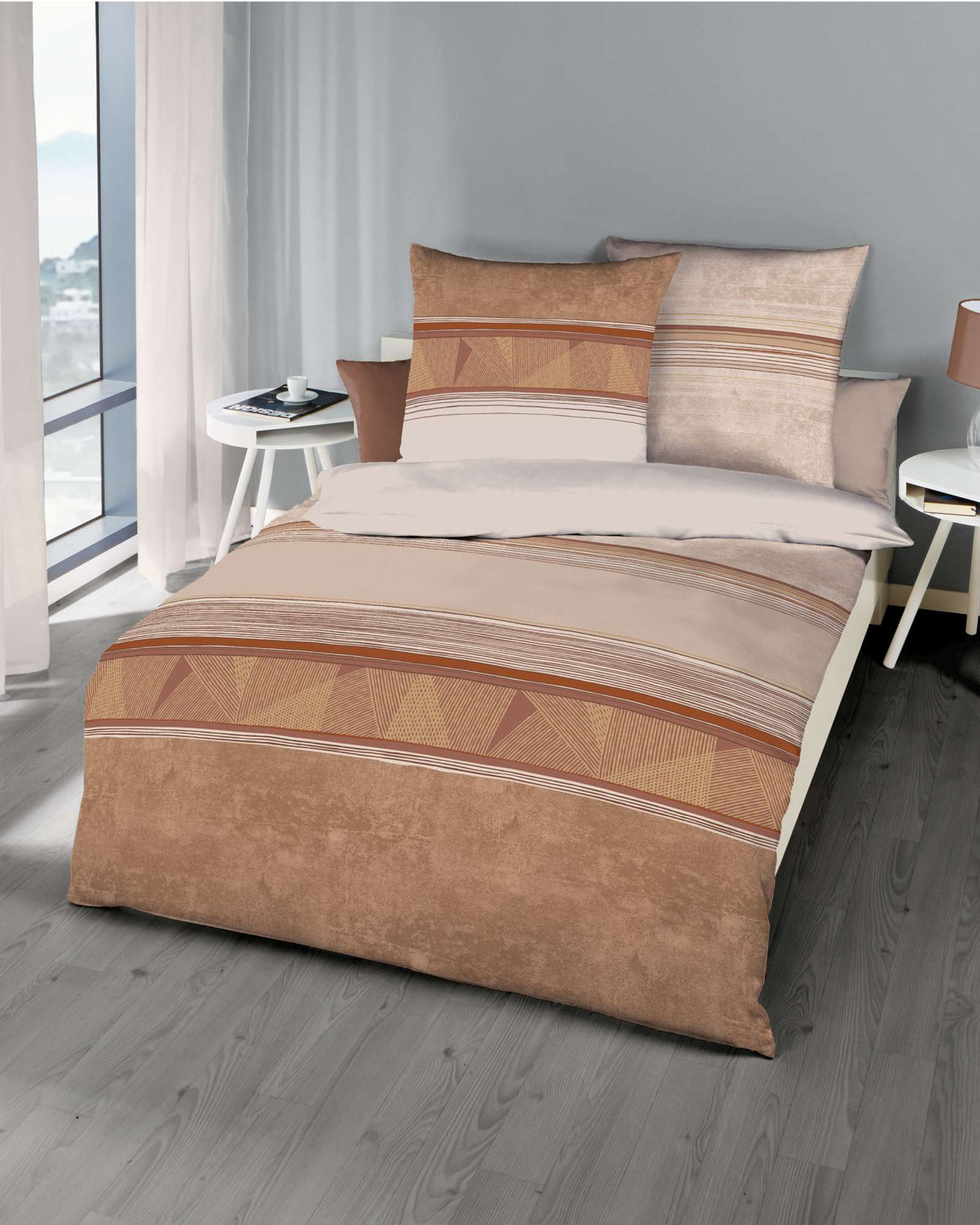 Kaeppel Biber Bettwäsche Radiance Streifen Braun 135x200 cm + 80x80 cm