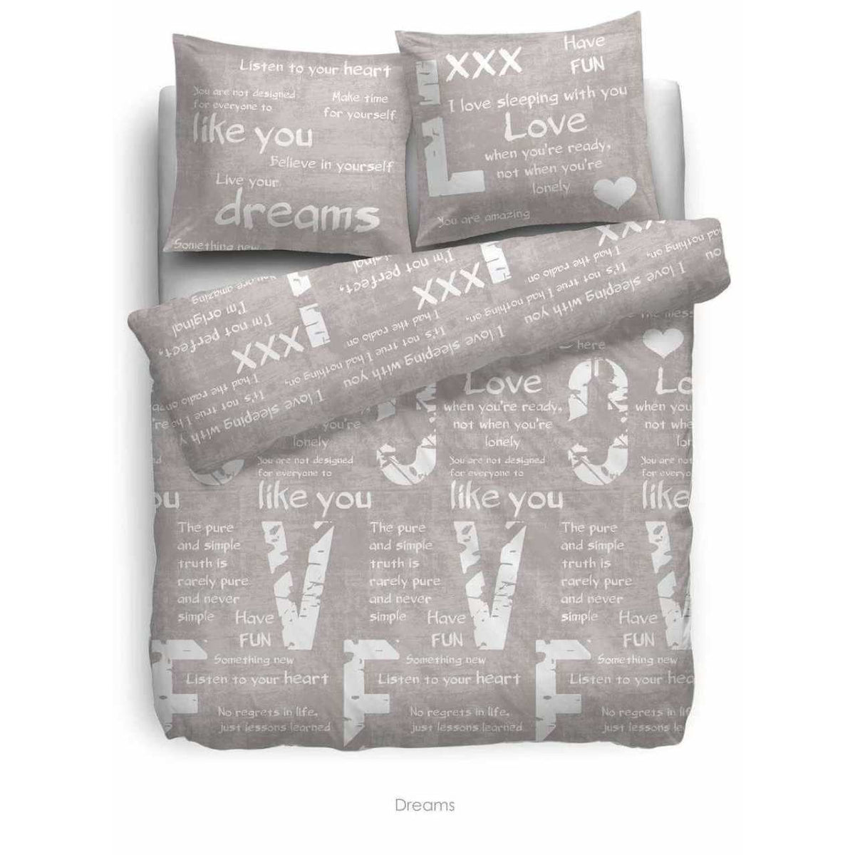 HnL Renforcé Wendebettwäsche Dreams Taupe 135x200 + 80x80 cm