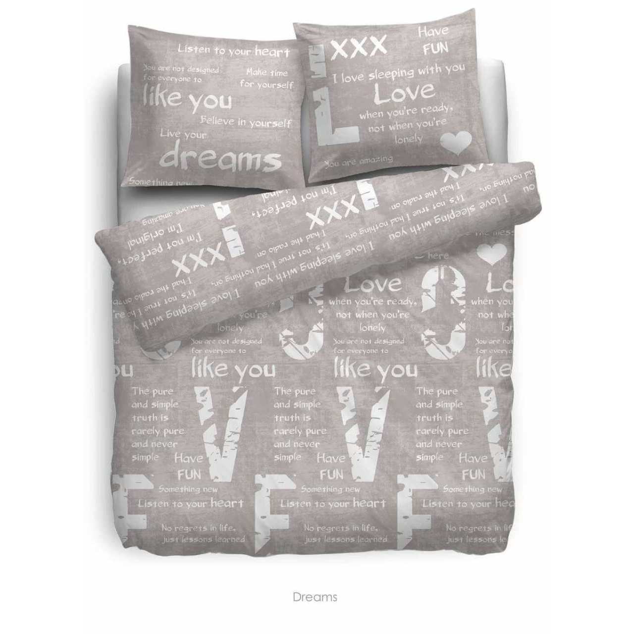HnL Renforcé Wendebettwäsche Dreams Taupe 135x200 + 80x80 cm