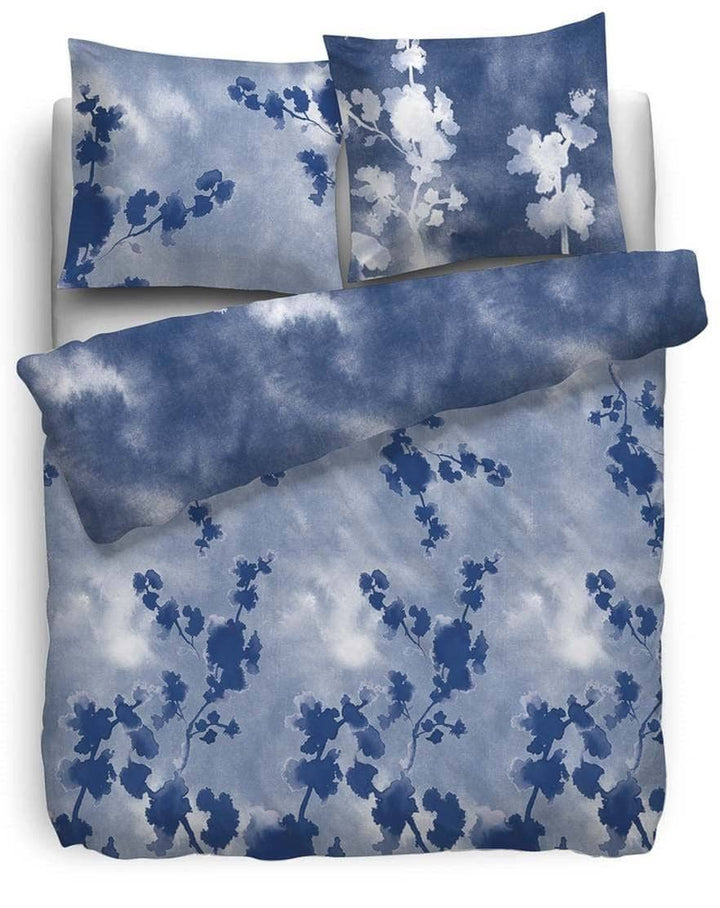 HnL Twill Bettwäsche Essex Blumen Blau 135x200 cm + 80x80 cm