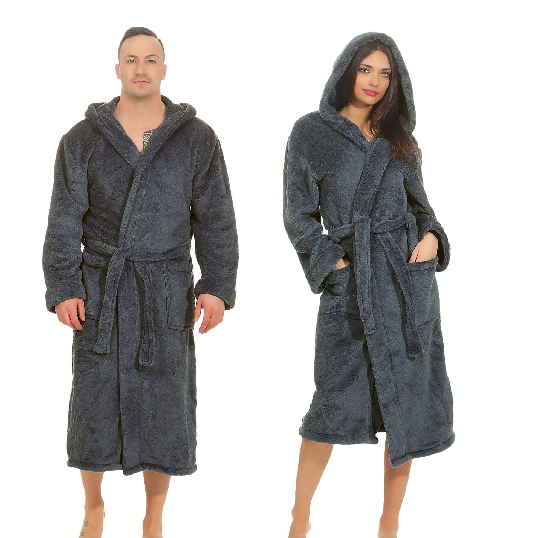 etérea Mustique Kuschelfleece Kapuzen-Bademantel Saunamantel Unisex