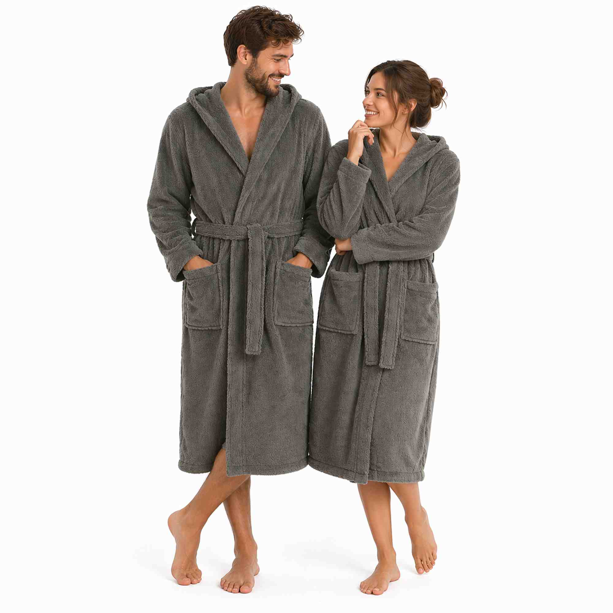 etérea Mustique Kuschelfleece Kapuzen-Bademantel Saunamantel Unisex