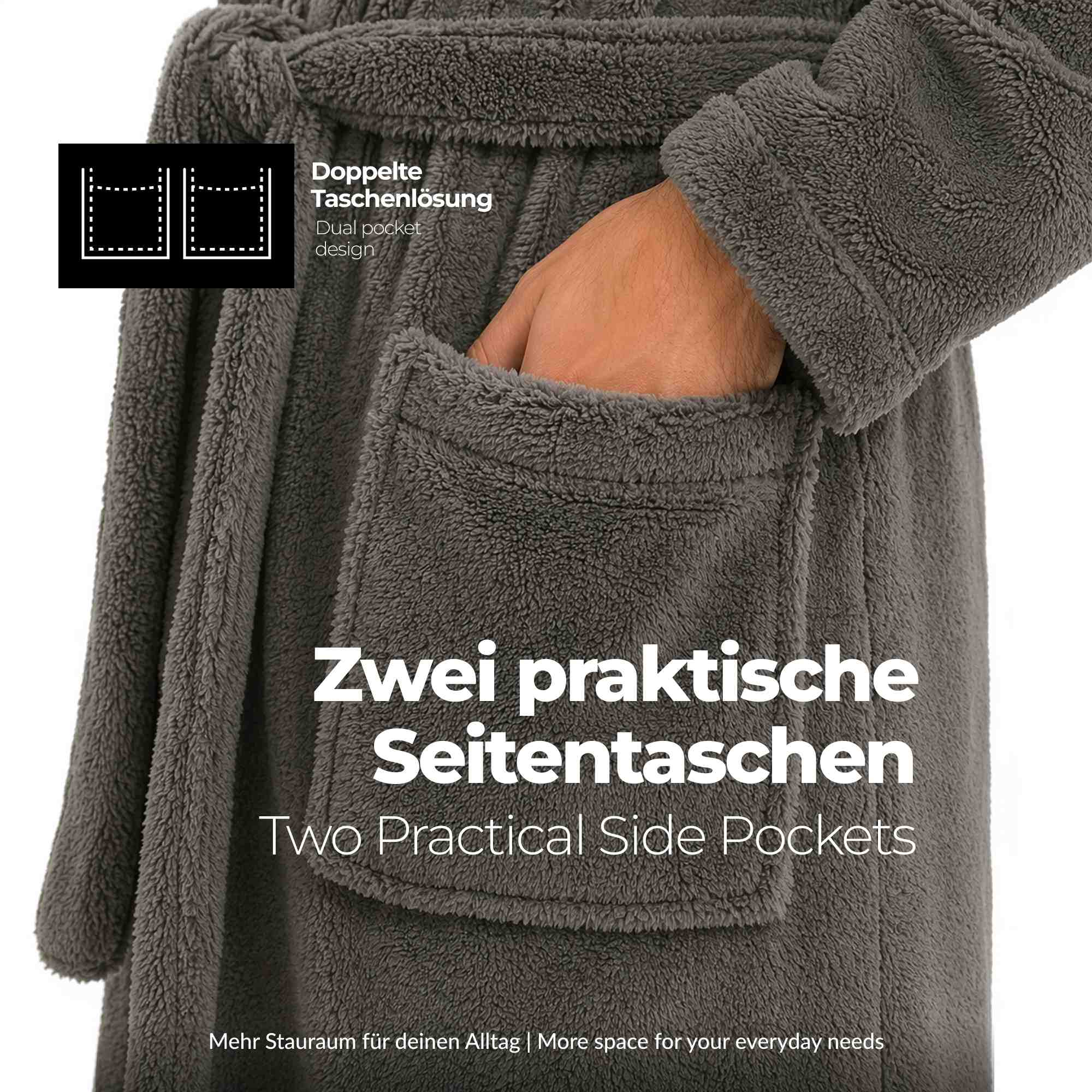 etérea Mustique Kuschelfleece Kapuzen-Bademantel Saunamantel Unisex