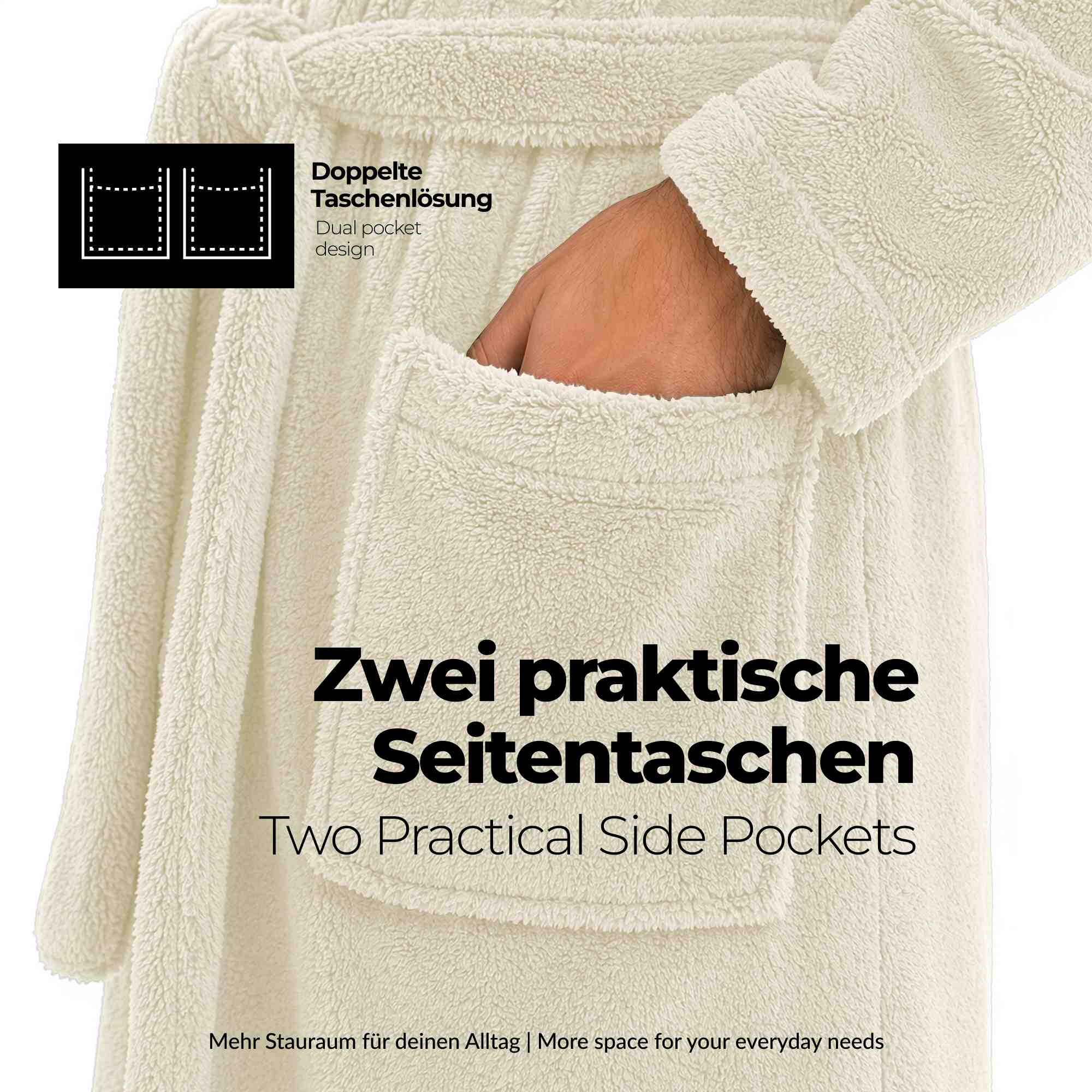 etérea Mustique Kuschelfleece Kapuzen-Bademantel Saunamantel Unisex