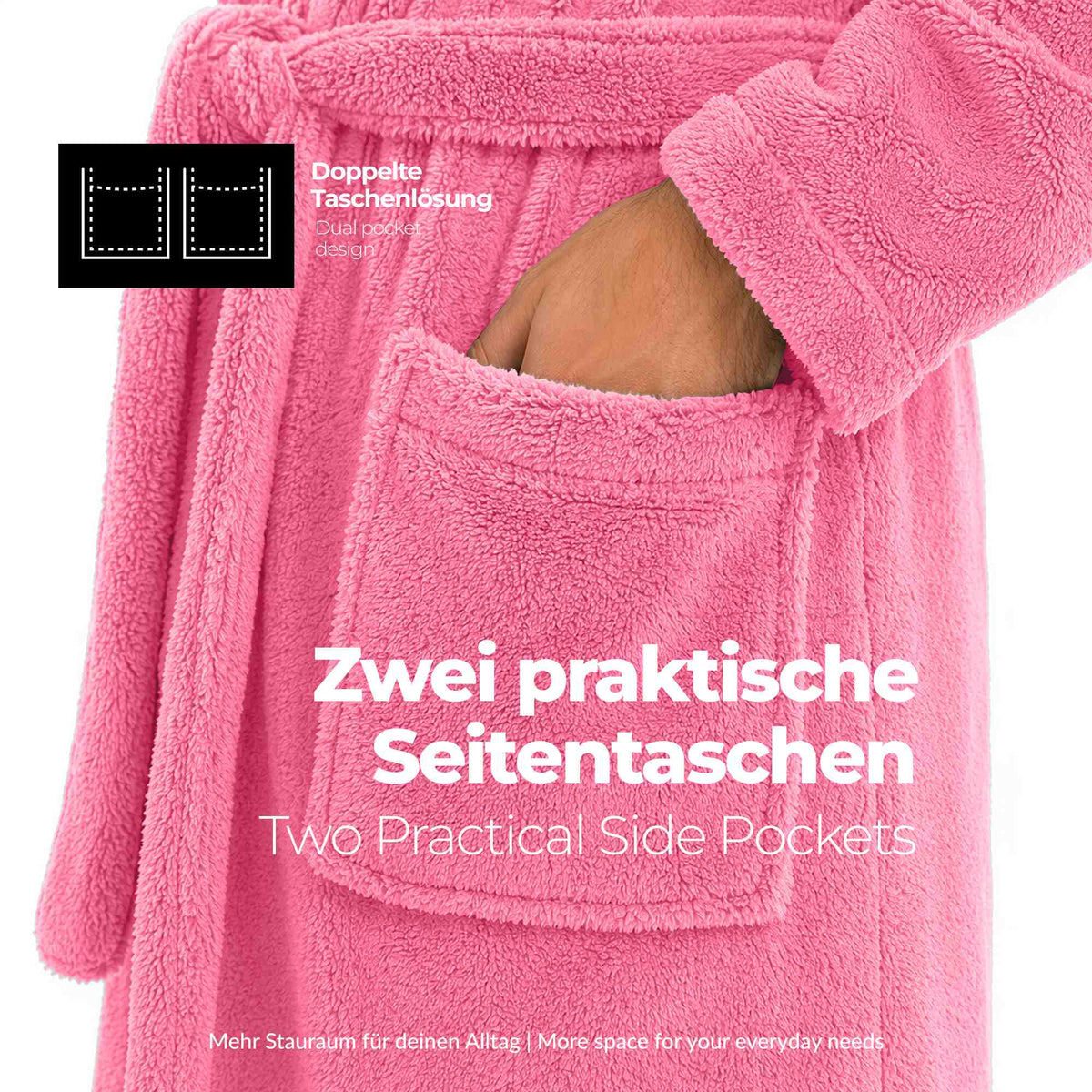 etérea Mustique Kuschelfleece Kapuzen-Bademantel Saunamantel Unisex