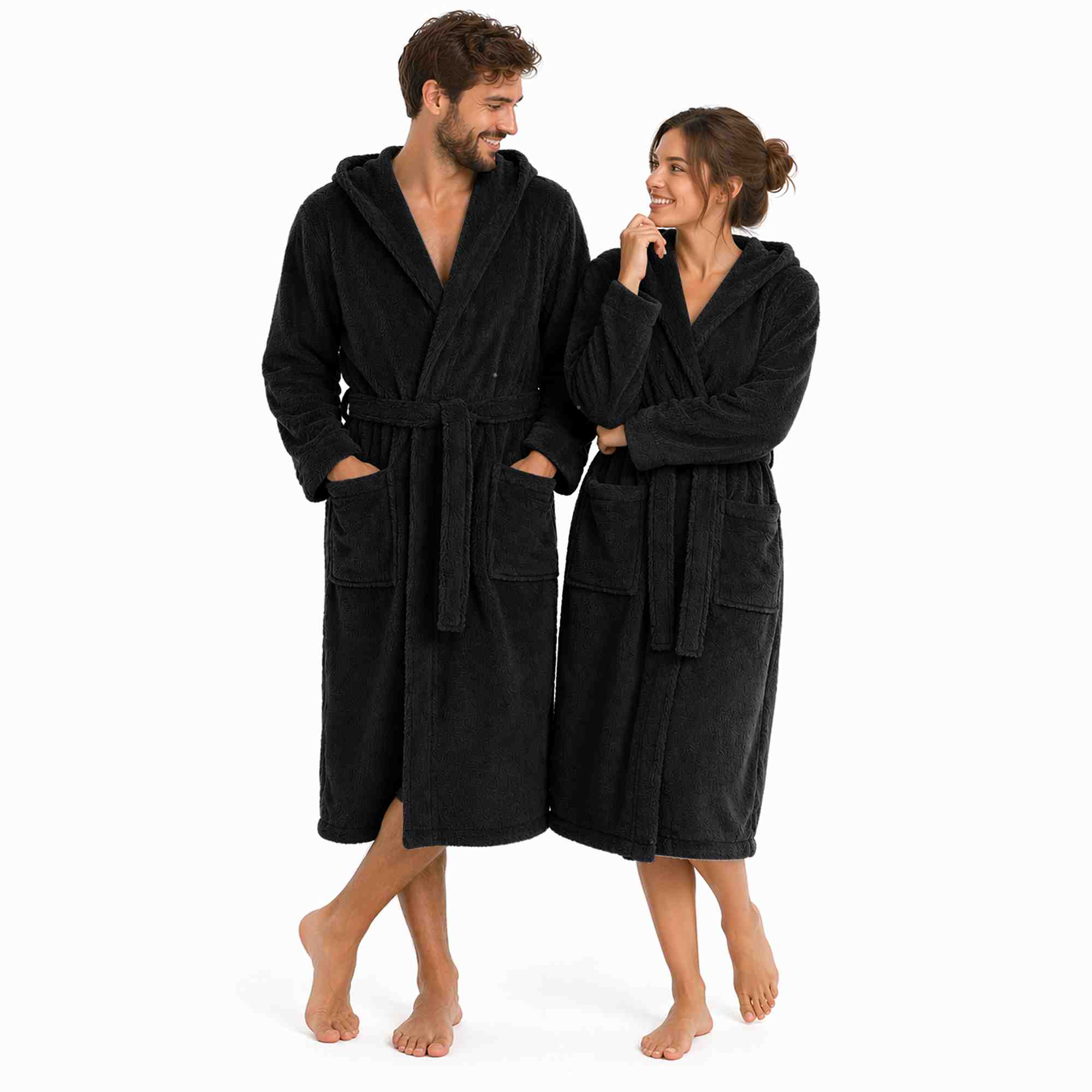 etérea Mustique Kuschelfleece Kapuzen-Bademantel Saunamantel Unisex