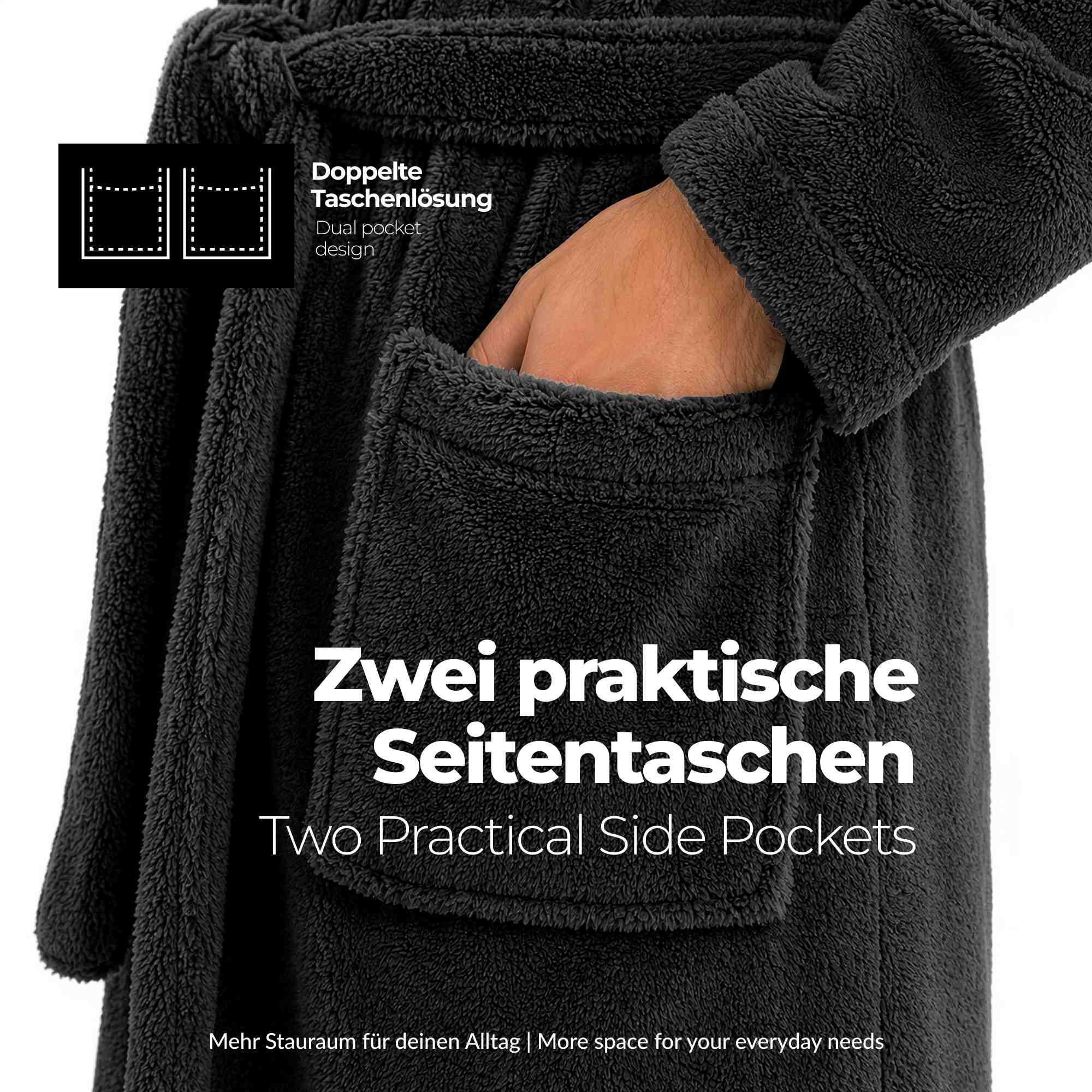 etérea Mustique Kuschelfleece Kapuzen-Bademantel Saunamantel Unisex