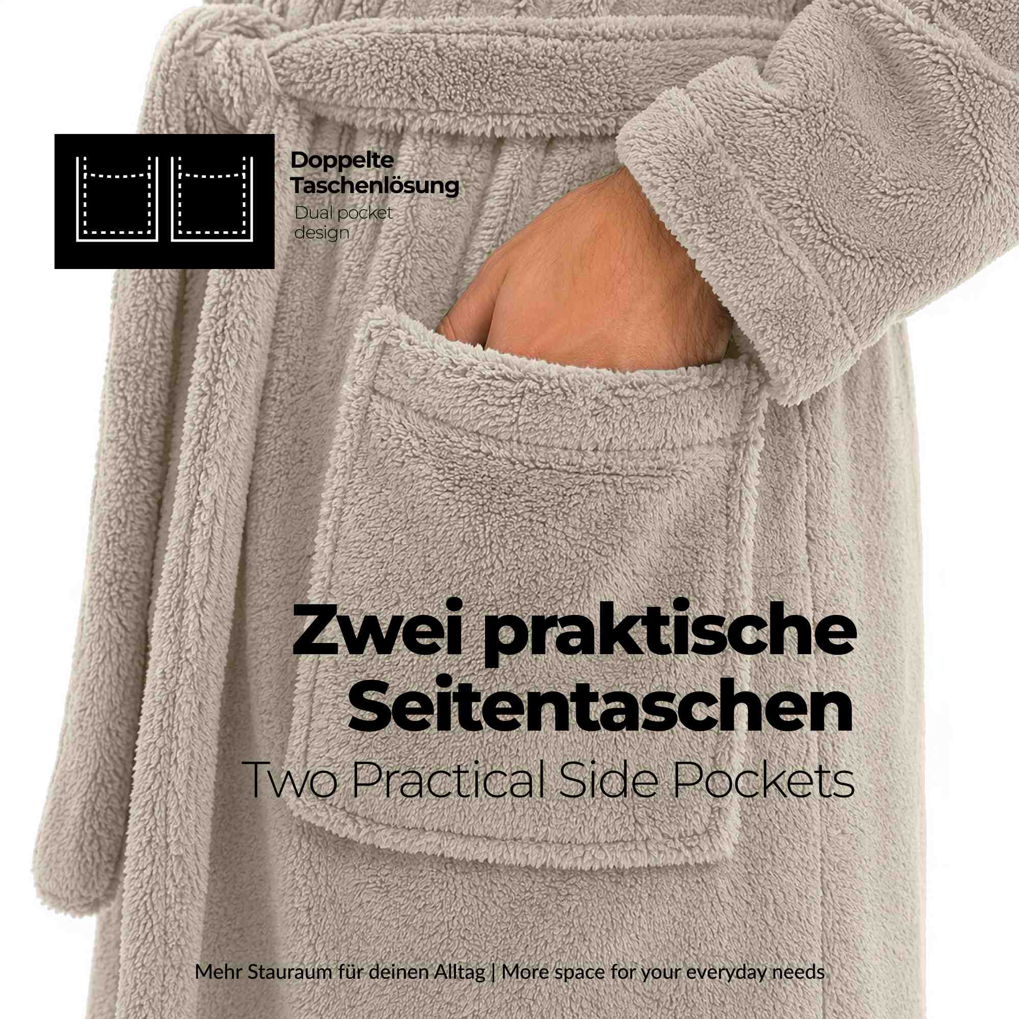 etérea Mustique Kuschelfleece Kapuzen-Bademantel Saunamantel Unisex