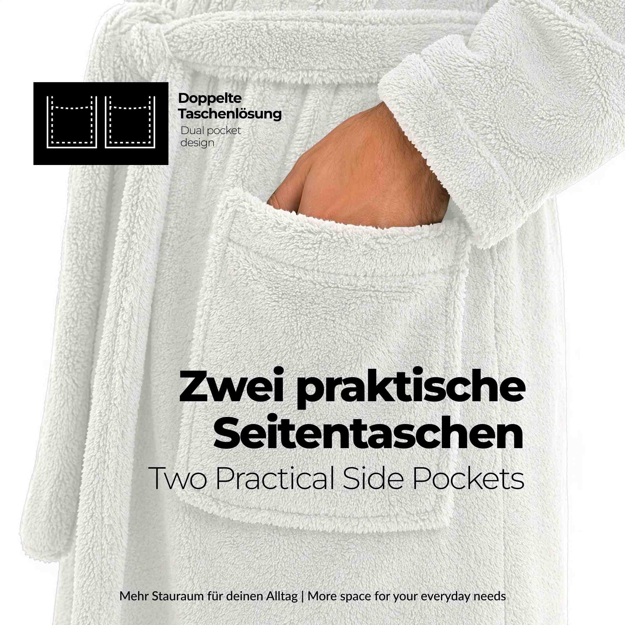 etérea Mustique Kuschelfleece Kapuzen-Bademantel Saunamantel Unisex