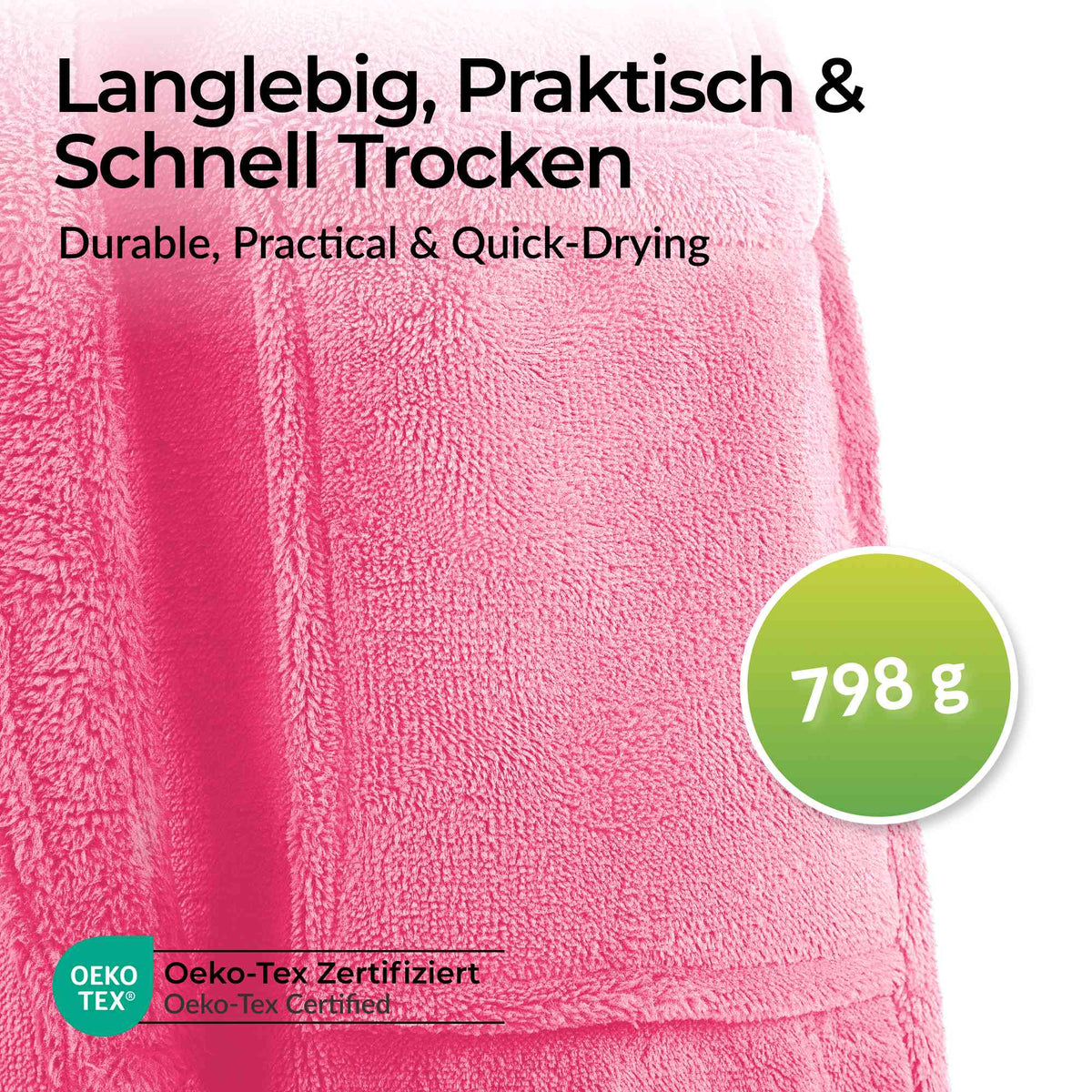 etérea Mustique Kuschelfleece Kapuzen-Bademantel Saunamantel Unisex - Bild 5