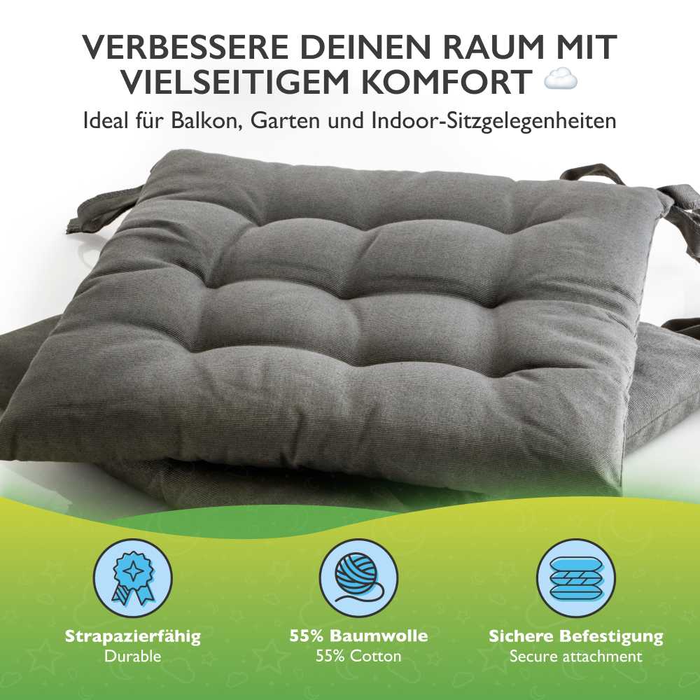 etérea Sitzkissen Stuhlkissen Basic Auflage und Stuhlkissen 40x40cm - Innen und Aussenbereich