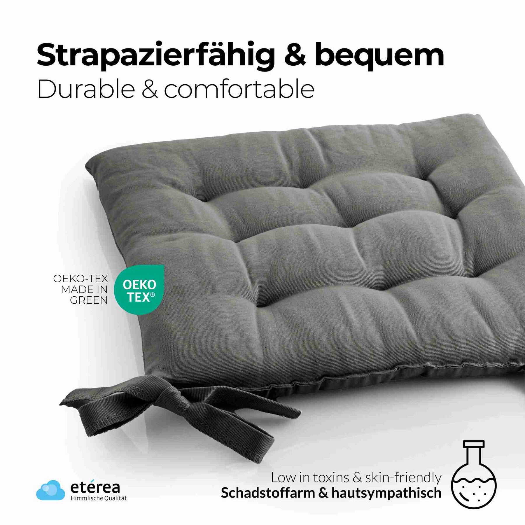 etérea Sitzkissen Stuhlkissen Basic Auflage und Stuhlkissen 40x40cm - Innen und Aussenbereich