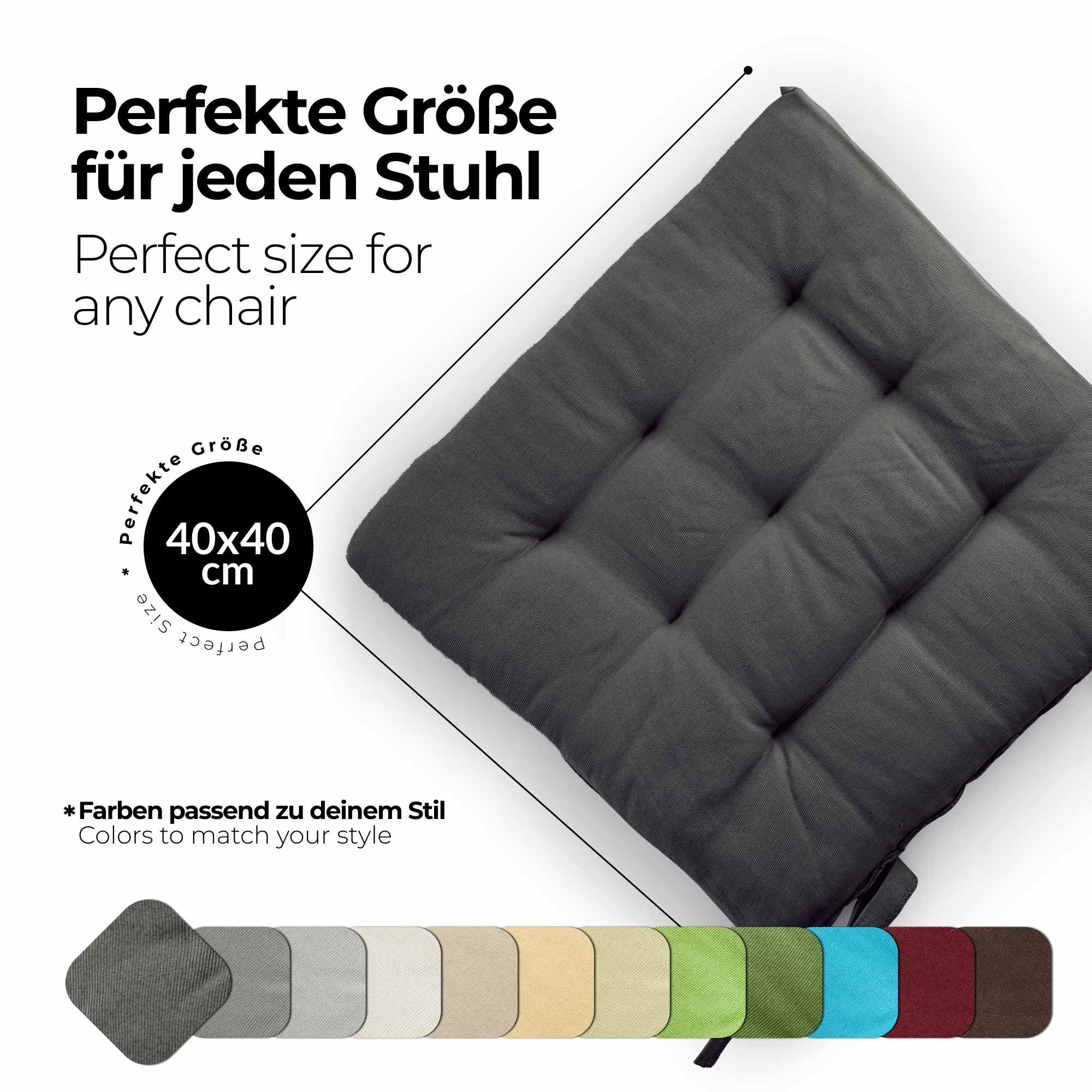 etérea Sitzkissen Stuhlkissen Basic 40x40cm - Innen und Aussenbereich