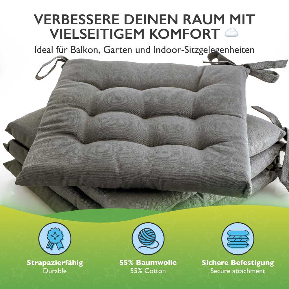 etérea Sitzkissen Stuhlkissen Basic Auflage und Stuhlkissen 40x40cm - Innen und Aussenbereich