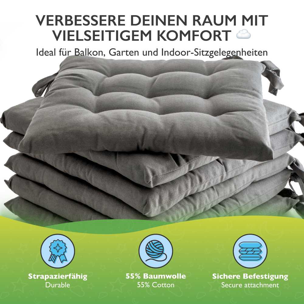 etérea Sitzkissen Stuhlkissen Basic Auflage und Stuhlkissen 40x40cm - Innen und Aussenbereich