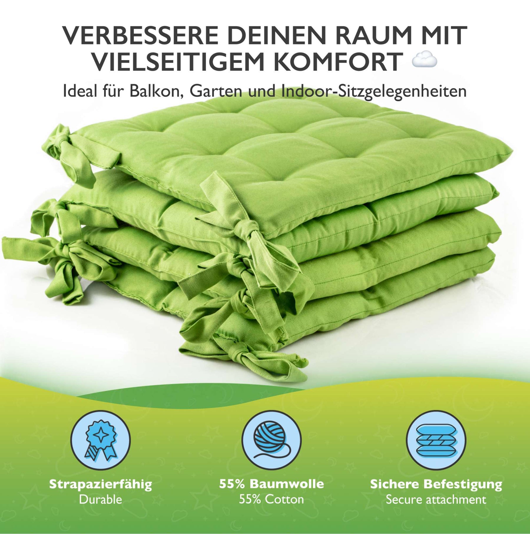 etérea Sitzkissen Stuhlkissen Basic Auflage und Stuhlkissen 40x40cm - Innen und Aussenbereich
