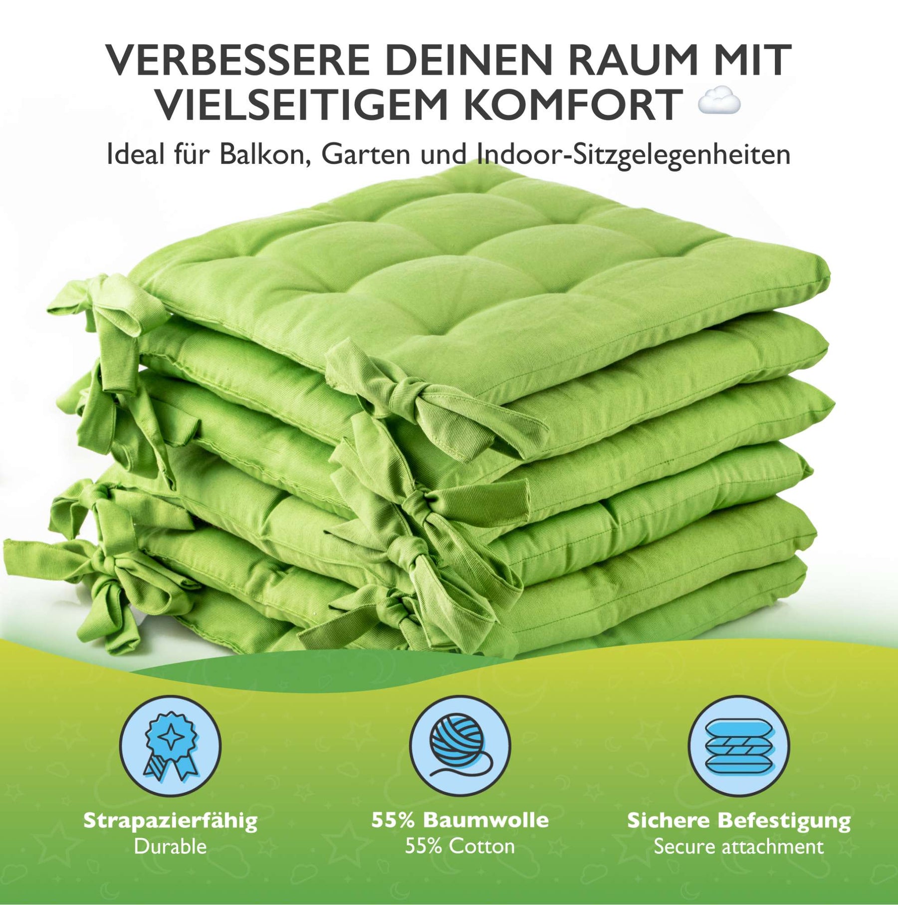 etérea Sitzkissen Stuhlkissen Basic Auflage und Stuhlkissen 40x40cm - Innen und Aussenbereich