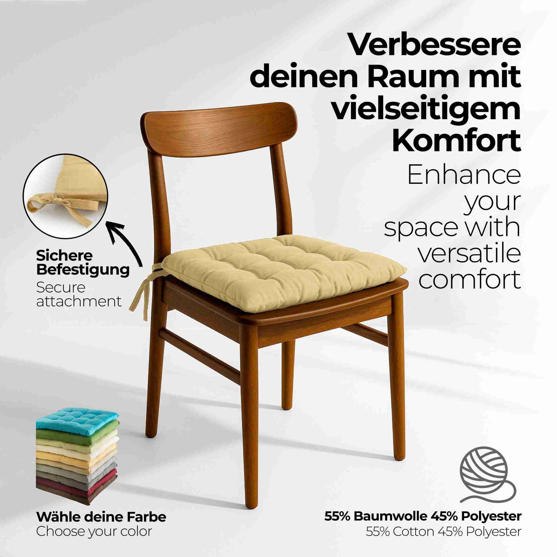 etérea Sitzkissen Stuhlkissen Basic 40x40cm - Innen und Aussenbereich