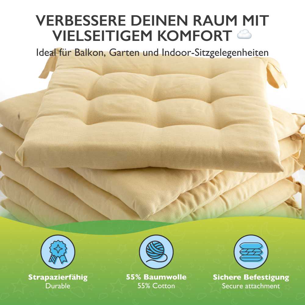 etérea Sitzkissen Stuhlkissen Basic Auflage und Stuhlkissen 40x40cm - Innen und Aussenbereich