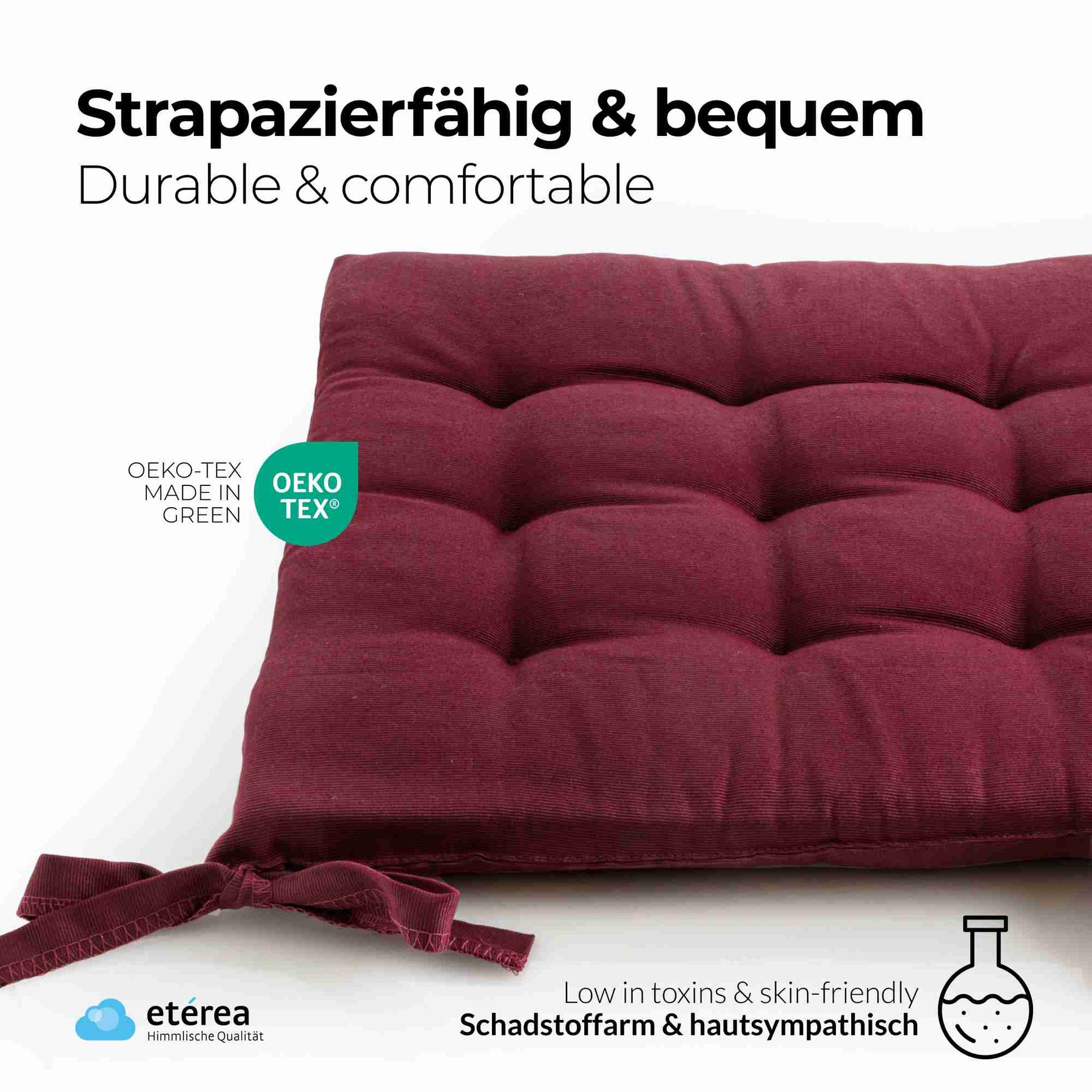 etérea Sitzkissen Stuhlkissen Basic Auflage und Stuhlkissen 40x40cm - Innen und Aussenbereich