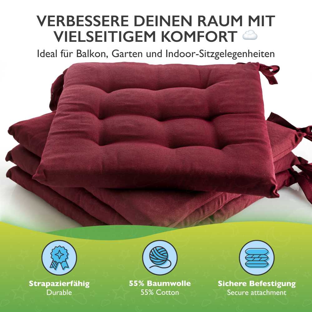 etérea Sitzkissen Stuhlkissen Basic Auflage und Stuhlkissen 40x40cm - Innen und Aussenbereich