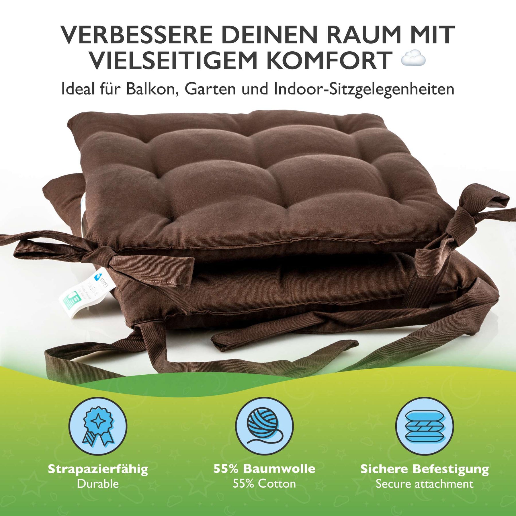 etérea Sitzkissen Stuhlkissen Basic Auflage und Stuhlkissen 40x40cm - Innen und Aussenbereich