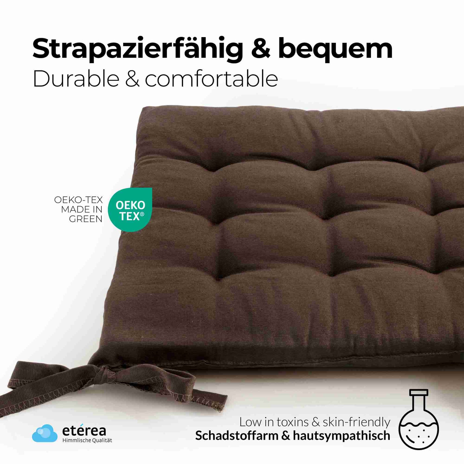 etérea Sitzkissen Stuhlkissen Basic Auflage und Stuhlkissen 40x40cm - Innen und Aussenbereich