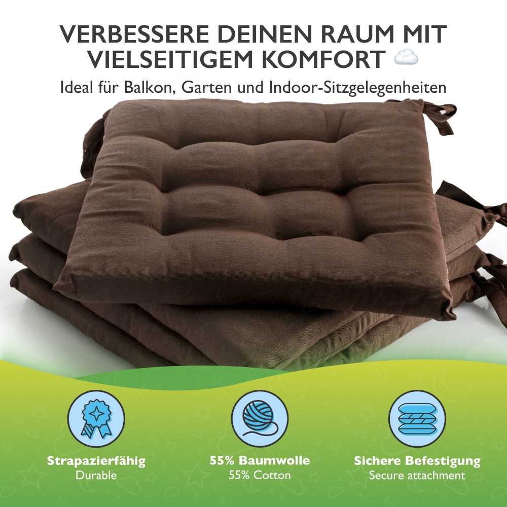 etérea Sitzkissen Stuhlkissen Basic Auflage und Stuhlkissen 40x40cm - Innen und Aussenbereich