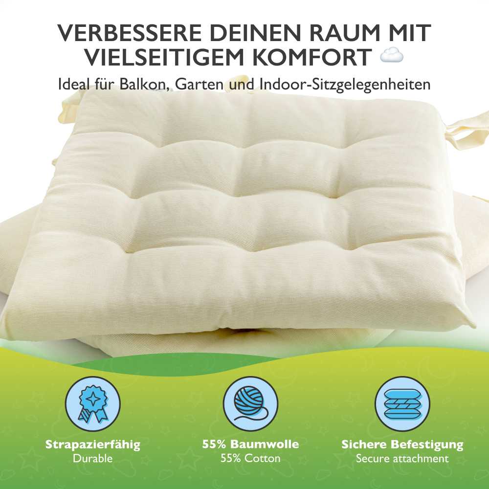 etérea Sitzkissen Stuhlkissen Basic Auflage und Stuhlkissen 40x40cm - Innen und Aussenbereich
