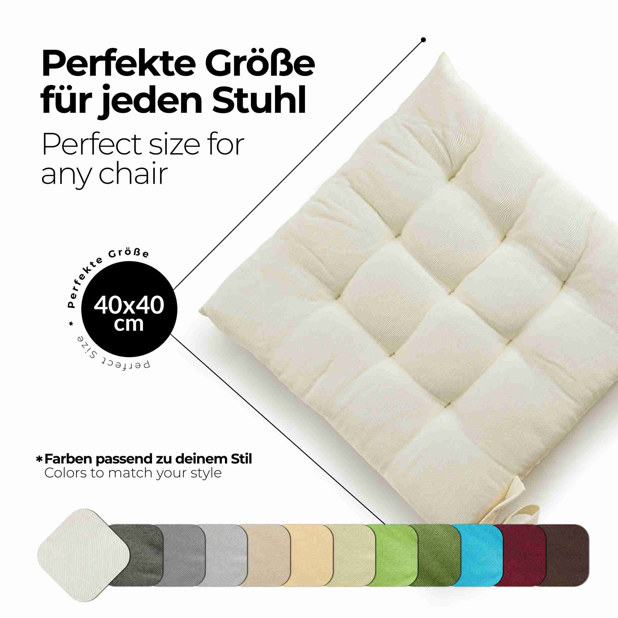 etérea Sitzkissen Stuhlkissen Basic 40x40cm - Innen und Aussenbereich