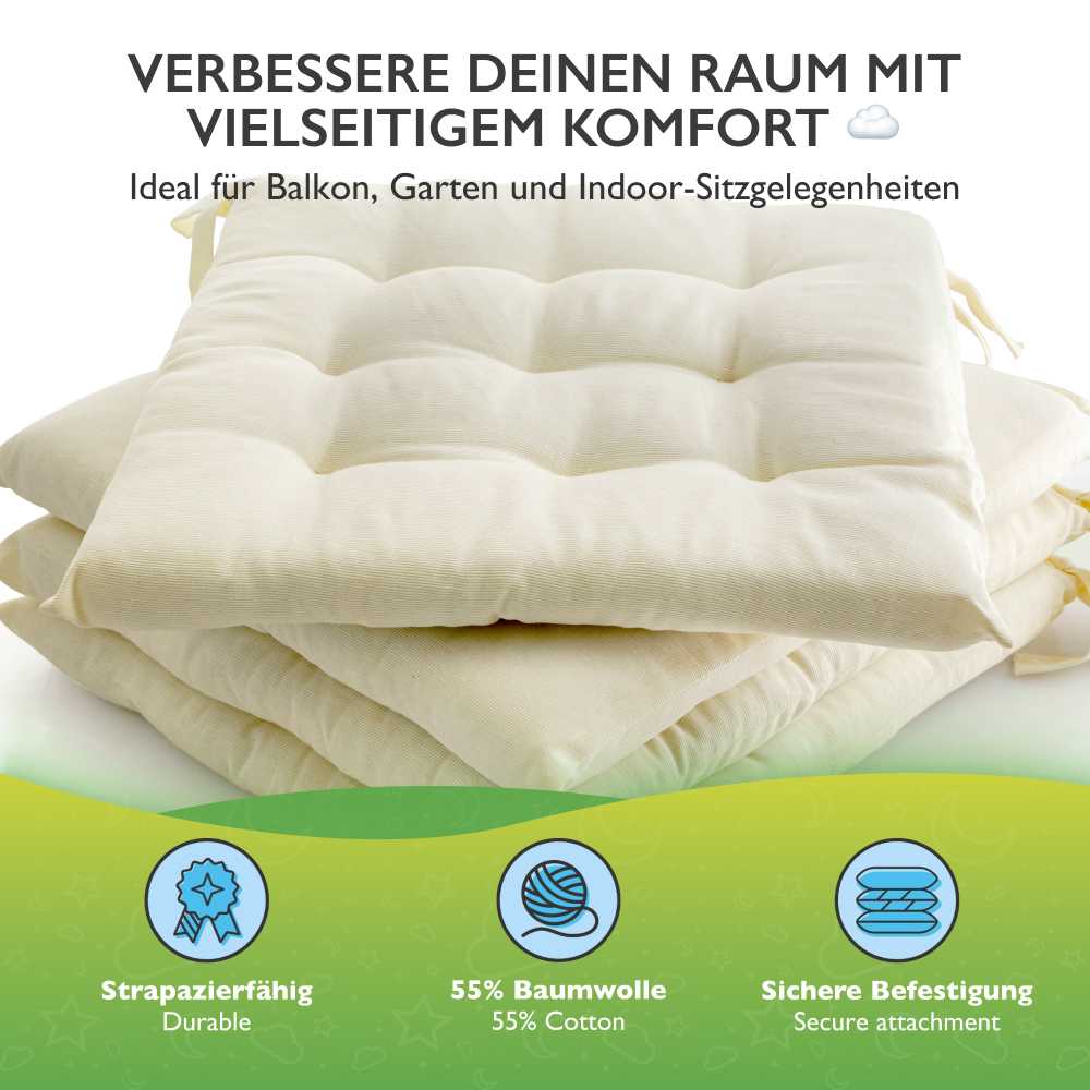 etérea Sitzkissen Stuhlkissen Basic Auflage und Stuhlkissen 40x40cm - Innen und Aussenbereich