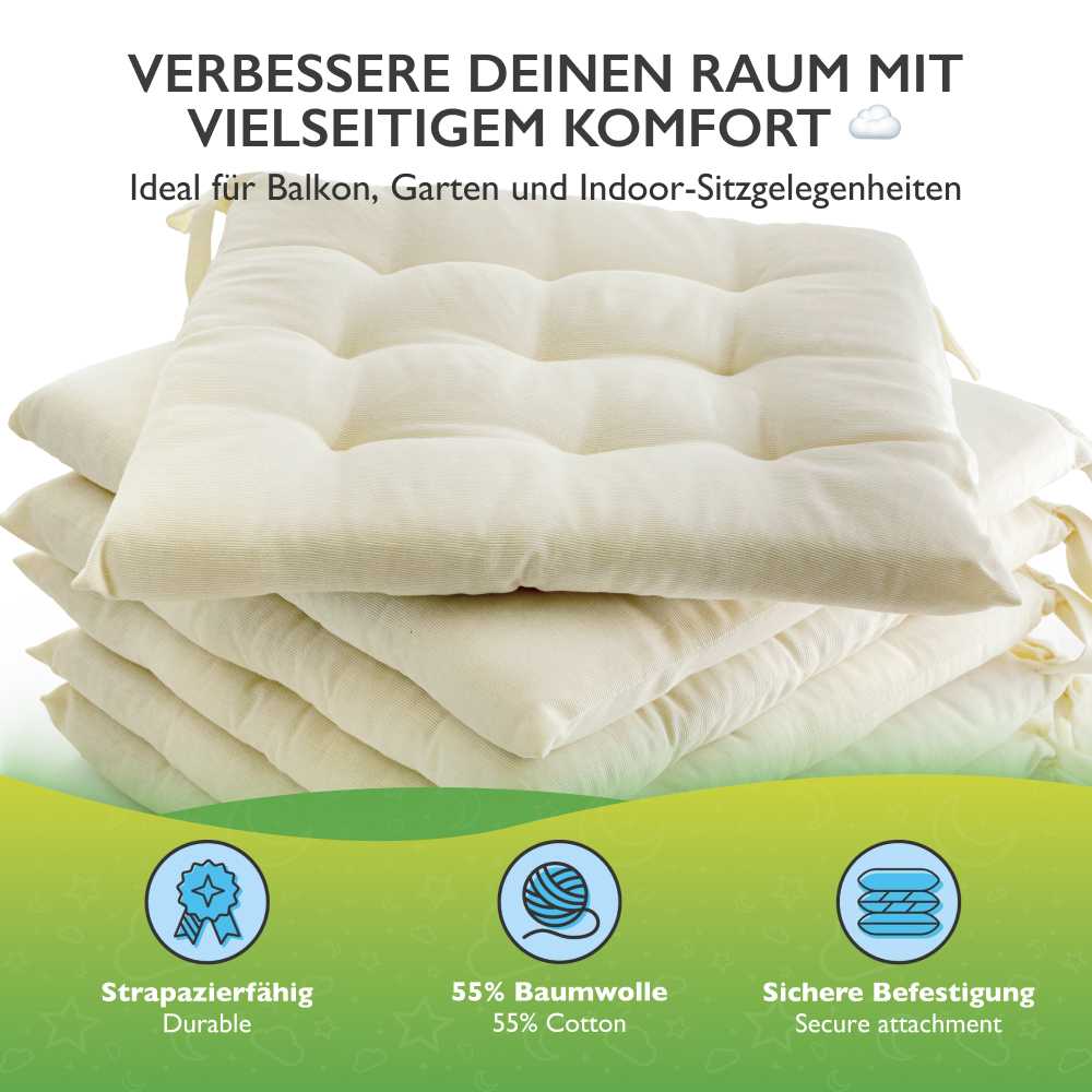 etérea Sitzkissen Stuhlkissen Basic Auflage und Stuhlkissen 40x40cm - Innen und Aussenbereich