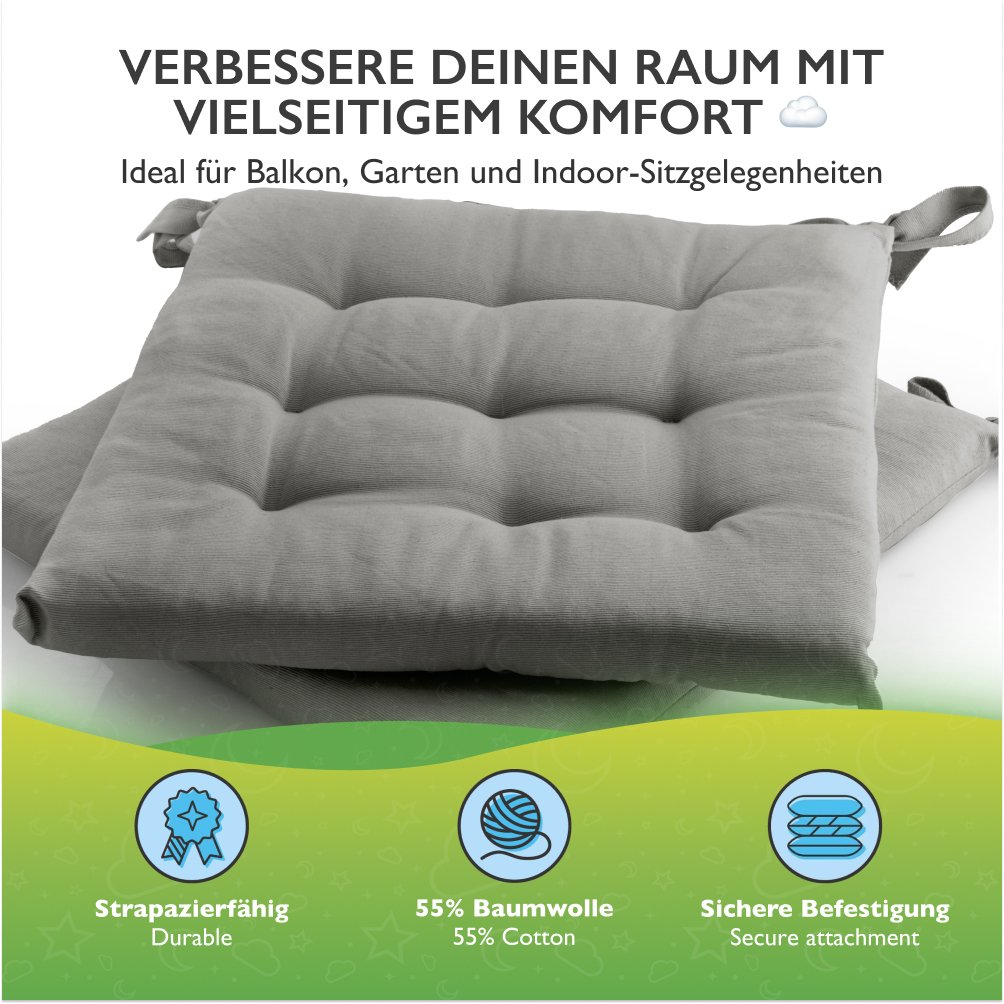 etérea Sitzkissen Stuhlkissen Basic Auflage und Stuhlkissen 40x40cm - Innen und Aussenbereich