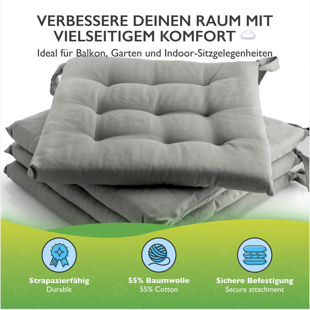 etérea Sitzkissen Stuhlkissen Basic Auflage und Stuhlkissen 40x40cm - Innen und Aussenbereich