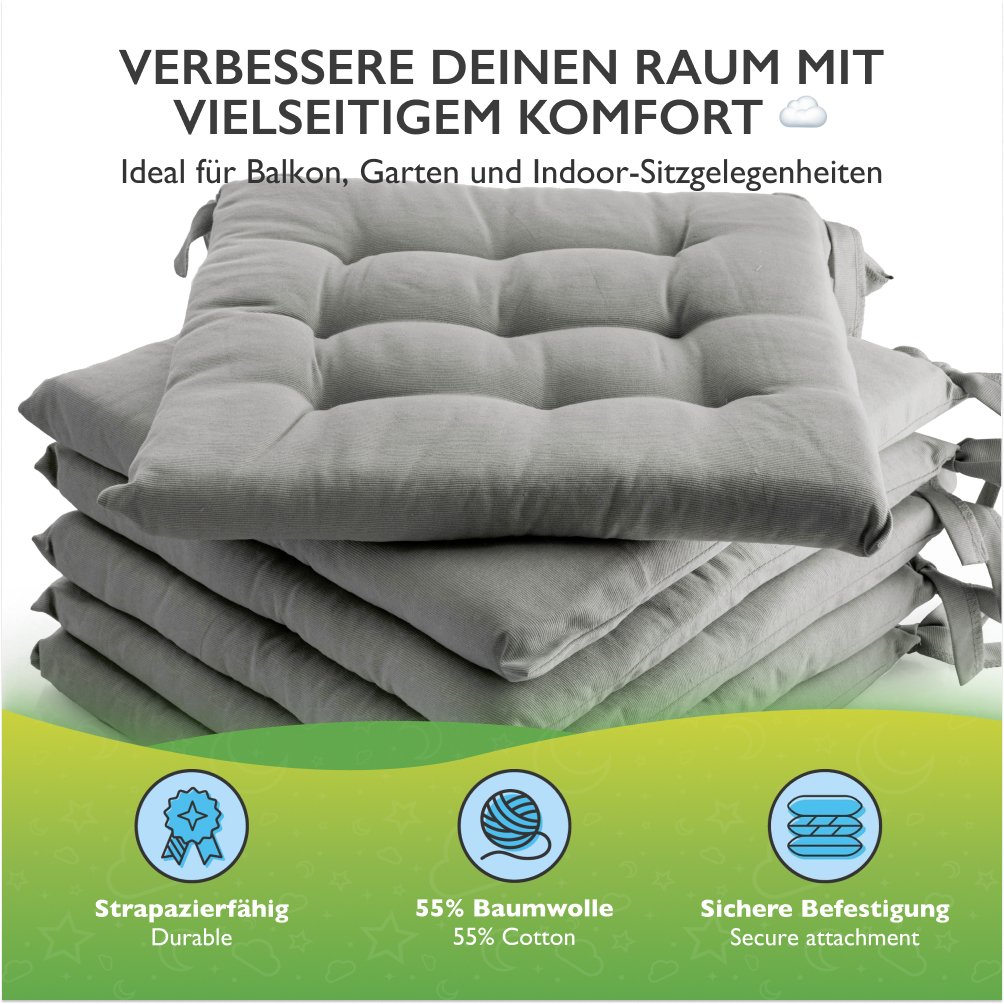 etérea Sitzkissen Stuhlkissen Basic Auflage und Stuhlkissen 40x40cm - Innen und Aussenbereich