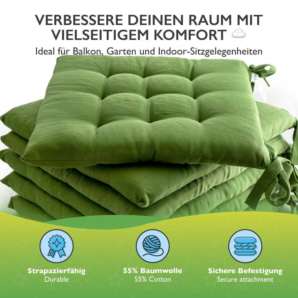etérea Sitzkissen Stuhlkissen Basic Auflage und Stuhlkissen 40x40cm - Innen und Aussenbereich