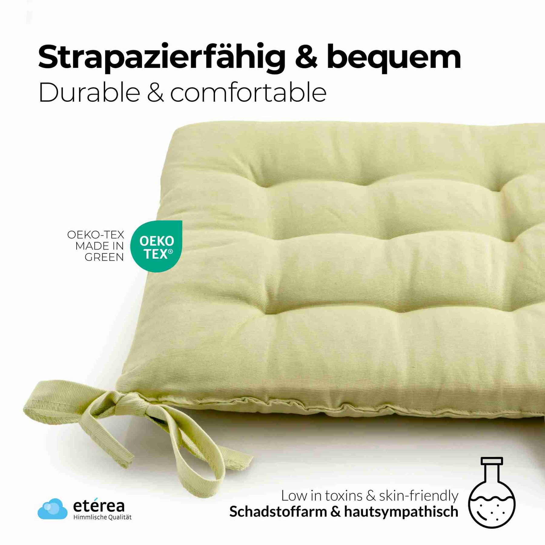 etérea Sitzkissen Stuhlkissen Basic Auflage und Stuhlkissen 40x40cm - Innen und Aussenbereich