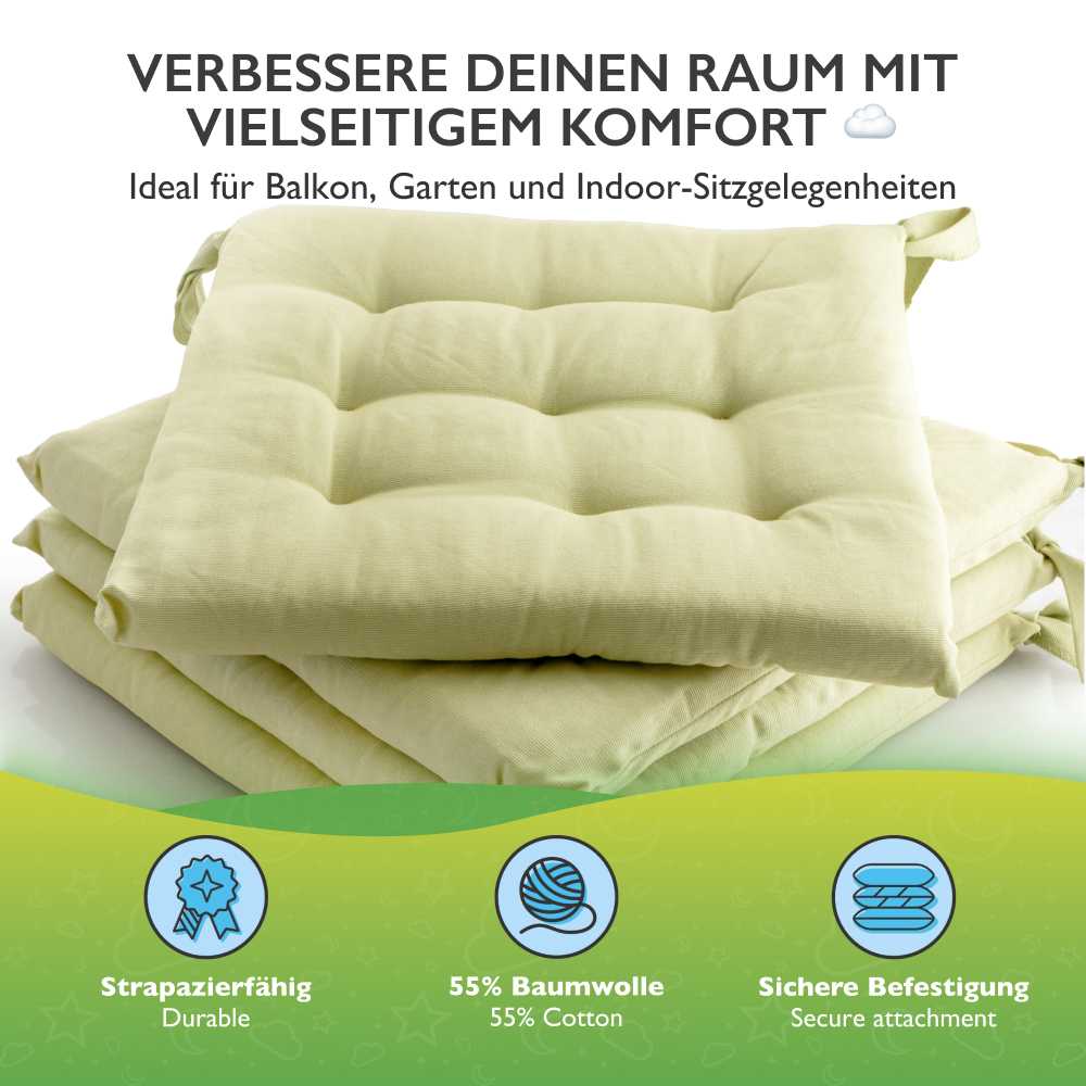 etérea Sitzkissen Stuhlkissen Basic Auflage und Stuhlkissen 40x40cm - Innen und Aussenbereich