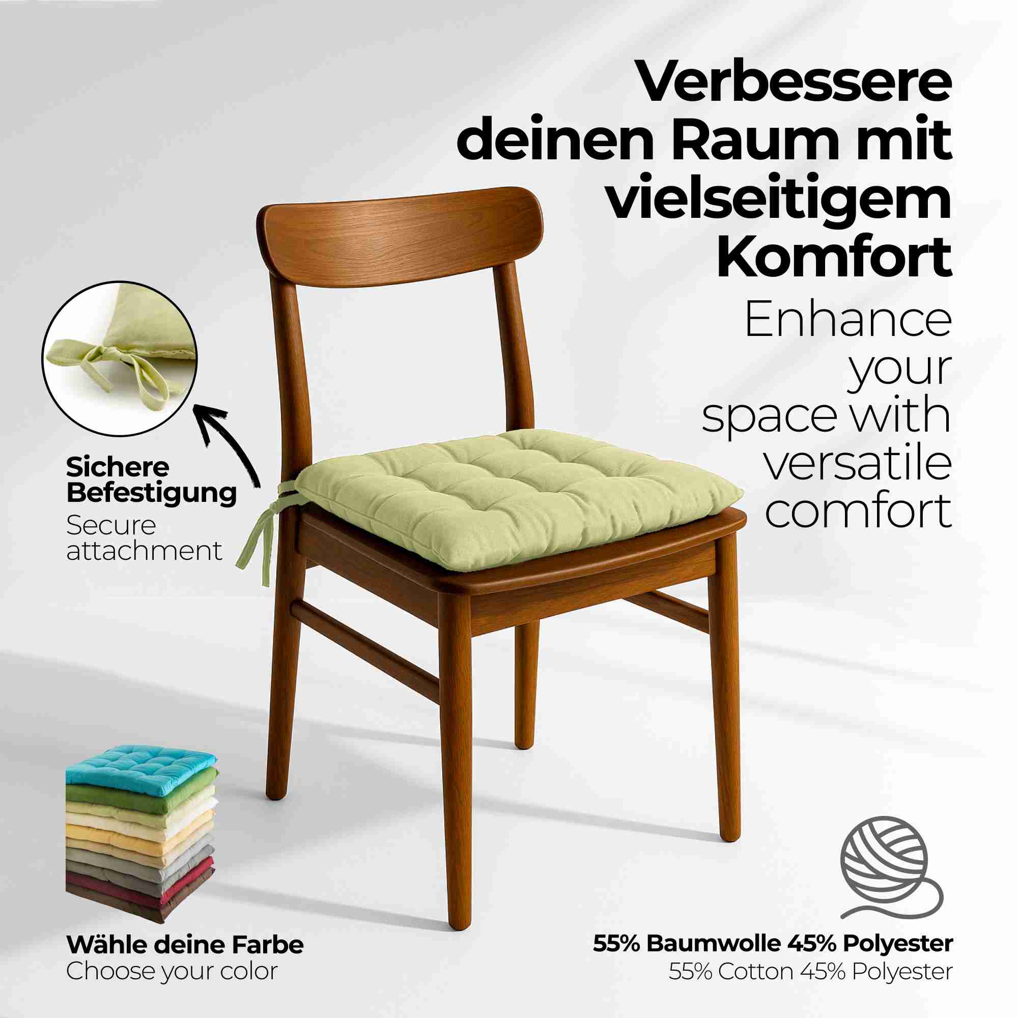 etérea Sitzkissen Stuhlkissen Basic 40x40cm - Innen und Aussenbereich