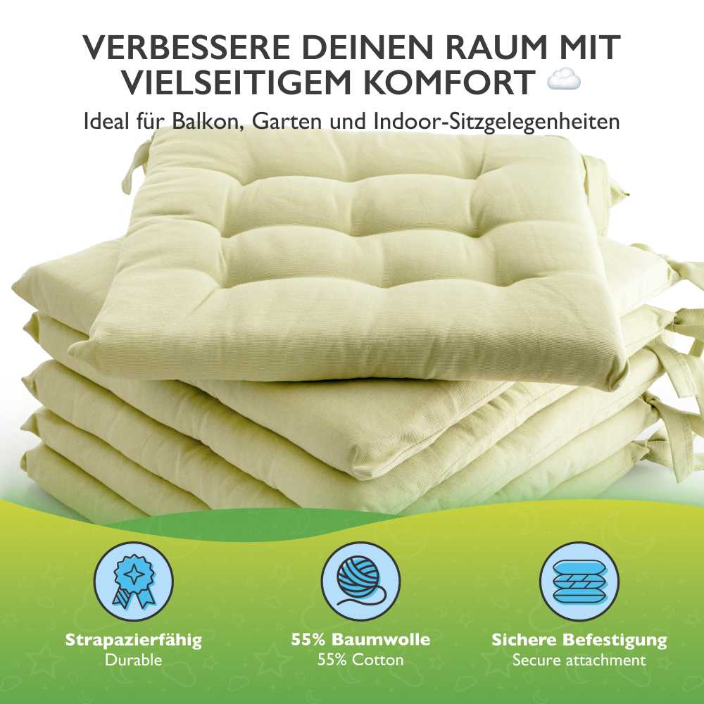 etérea Sitzkissen Stuhlkissen Basic Auflage und Stuhlkissen 40x40cm - Innen und Aussenbereich