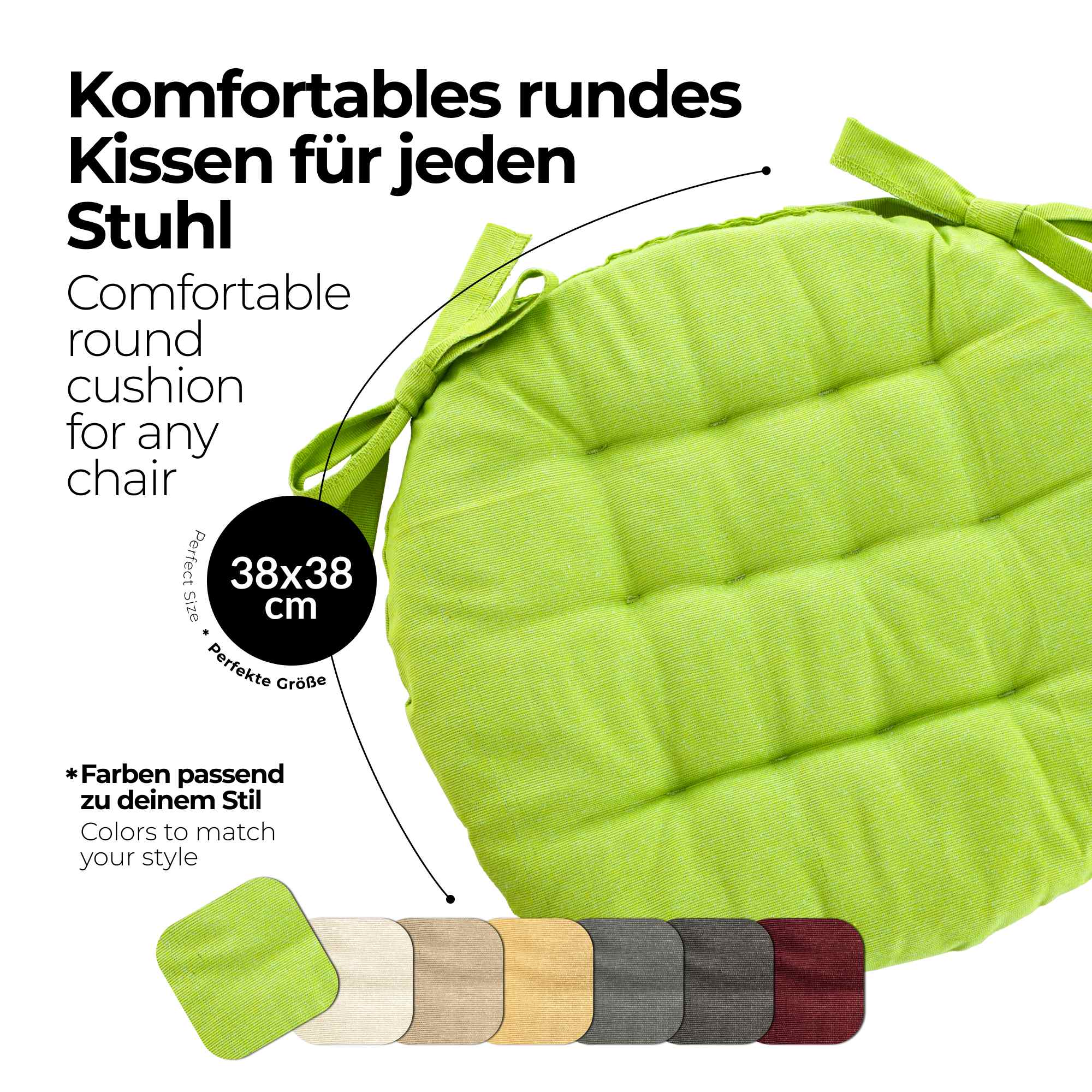 etérea Sitzkissen Stuhlkissen Basic Rund 38x38cm - Innen und Aussenbereich