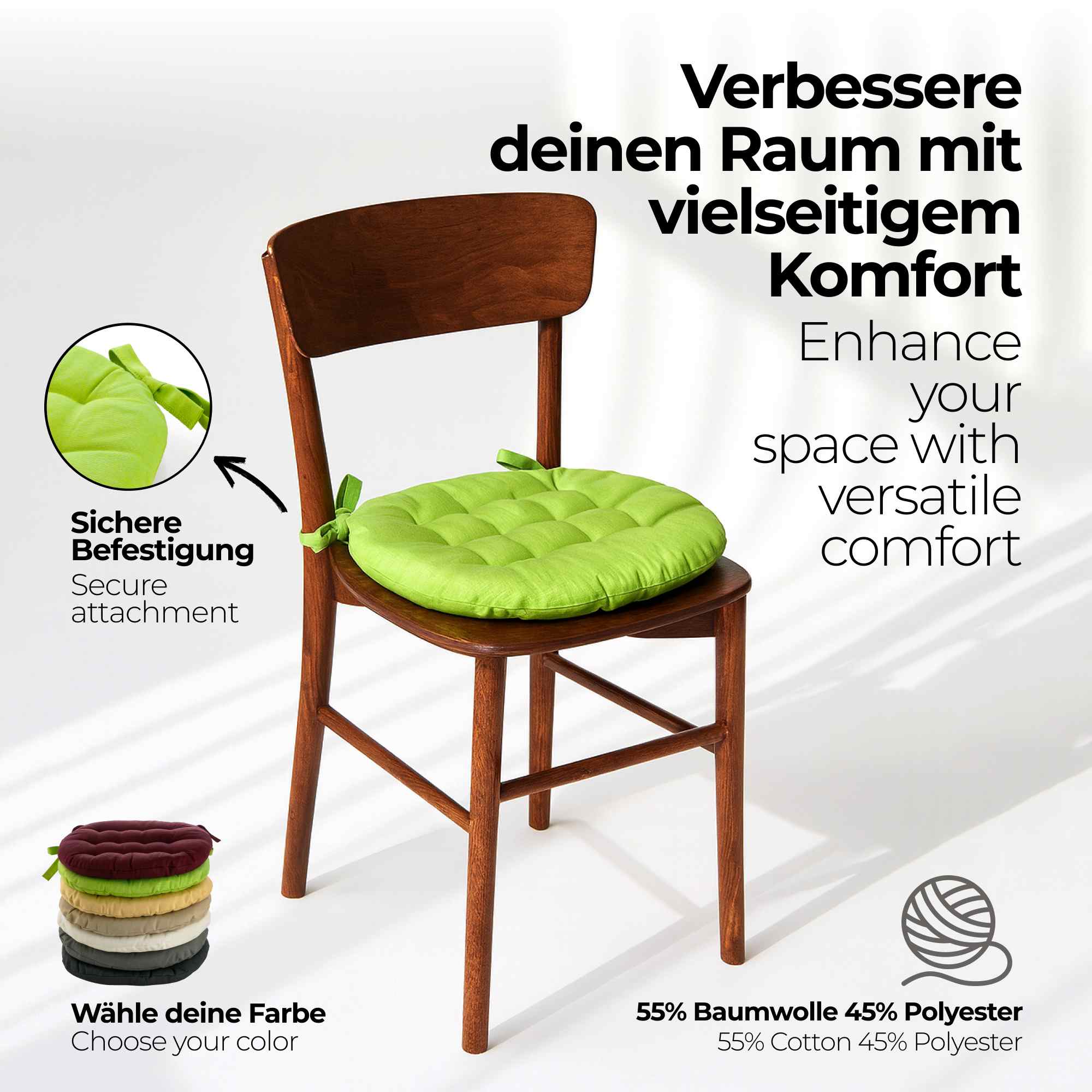 etérea Sitzkissen Stuhlkissen Basic Rund 38x38cm - Innen und Aussenbereich