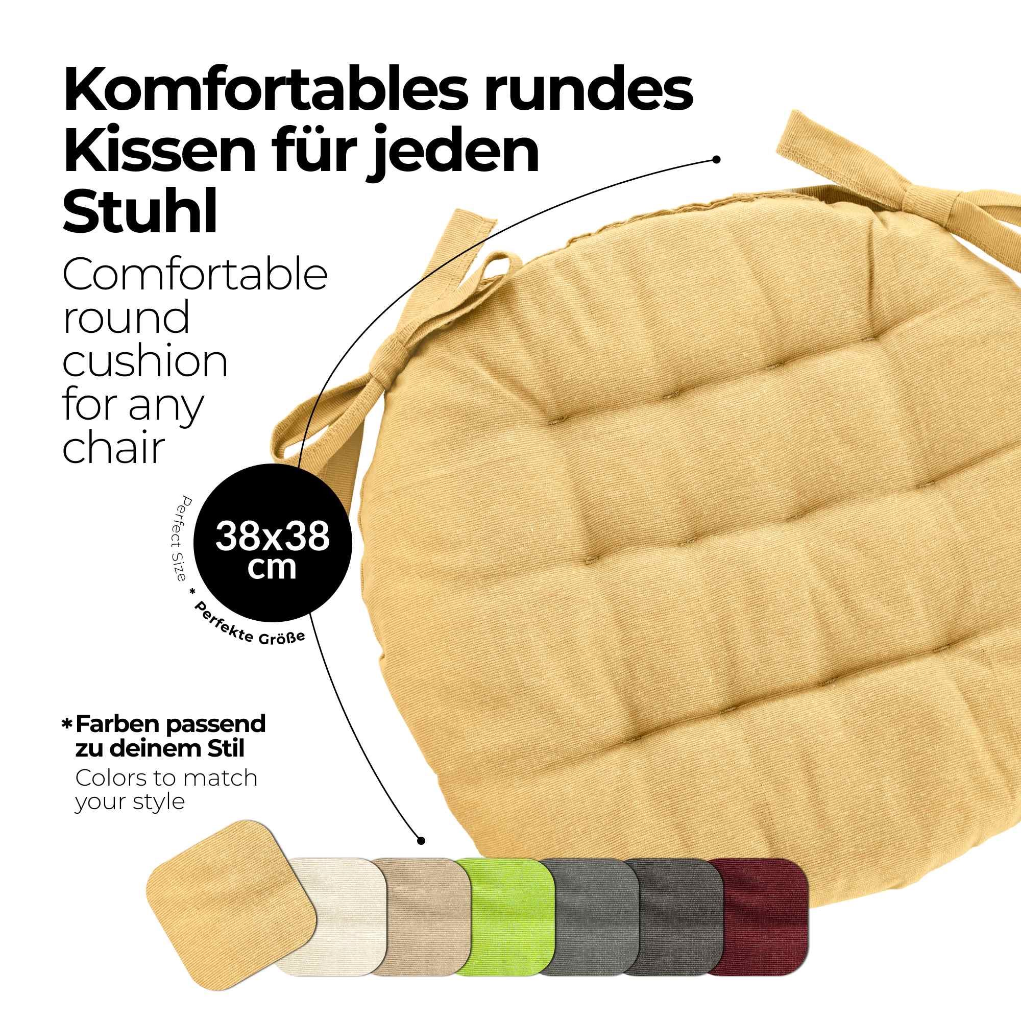 etérea Sitzkissen Stuhlkissen Basic Rund 38x38cm - Innen und Aussenbereich