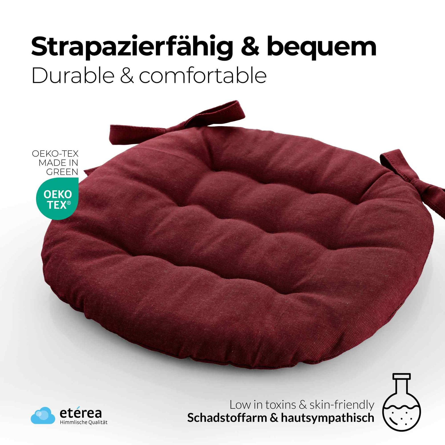 etérea Sitzkissen Stuhlkissen Basic Auflage und Stuhlkissen 40x40cm - Innen und Aussenbereich