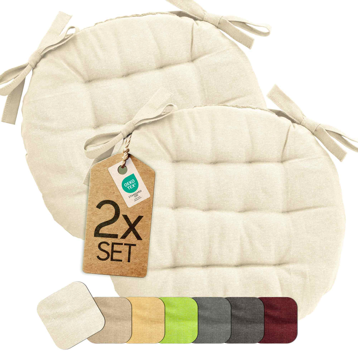 etérea Basic Sitzkissen Rund #farbe_creme