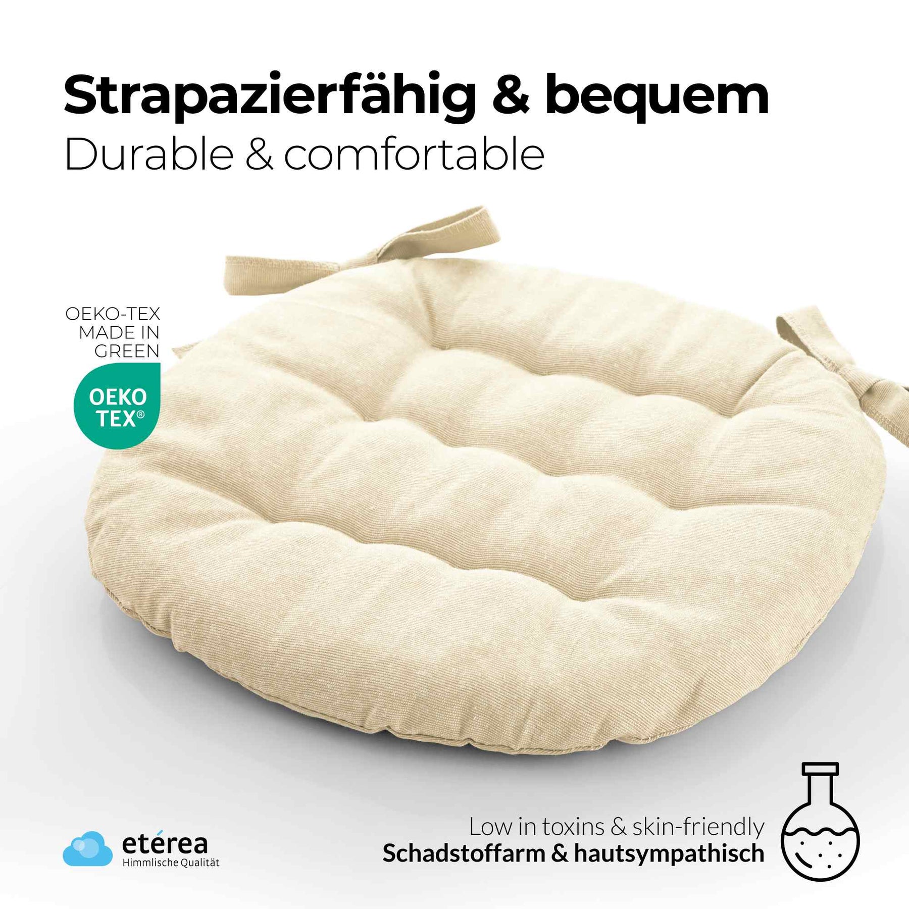 etérea Sitzkissen Stuhlkissen Basic Auflage und Stuhlkissen 40x40cm - Innen und Aussenbereich